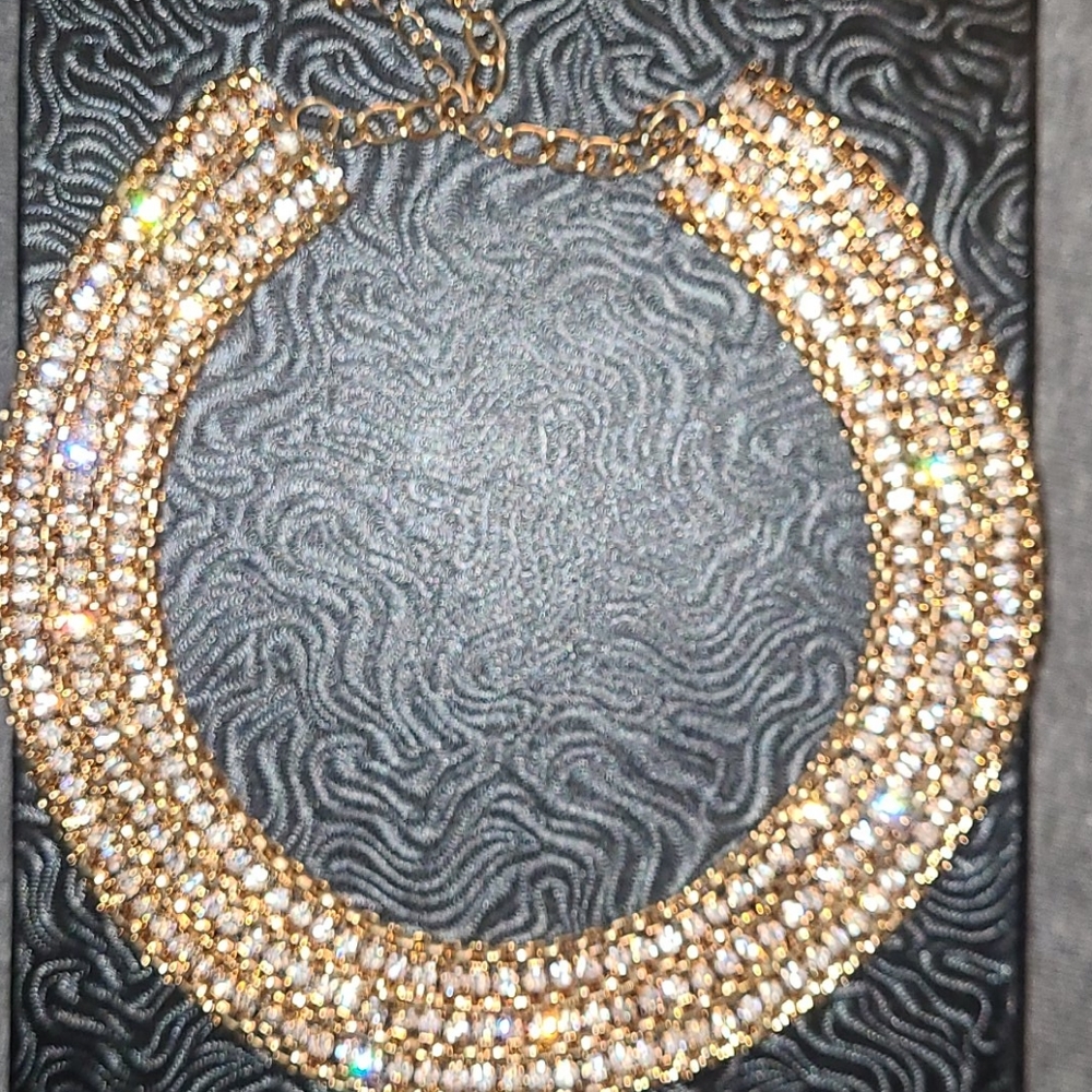 Goldtone rhinestone choker